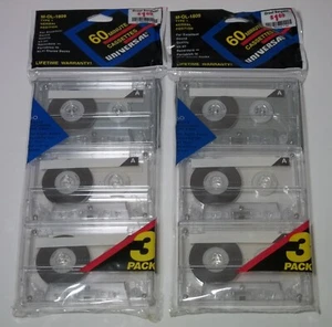 Lote de 2 cintas de casete universales C-60 3 paquetes cintas de 60 minutos nuevas selladas 6 cintas - Imagen 1 de 4