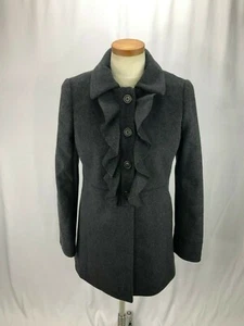 J Crew Women's Gray Wool Jacket Overcoat Peacoat 4 - Picture 1 of 6