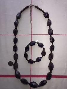 Vintage Barse Natural Amethyst and Garnet Sterling Necklace & Bracelet Set - Picture 1 of 6