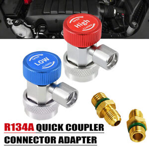 Automotive AC R134a Quick Coupler Connector Adapter High Low Side 1/4" SAE HVAC