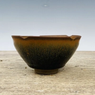 Taza de té Fambe jian horno dinastía canción porcelana antigua de 4,7" esmalte negro Foto 1 de 4