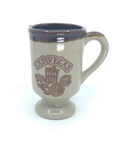 Vintage Las Vegas Coffee Cup Mug Ceramic Stoneware Pedastol Footed Casinos - Picture 1 of 2