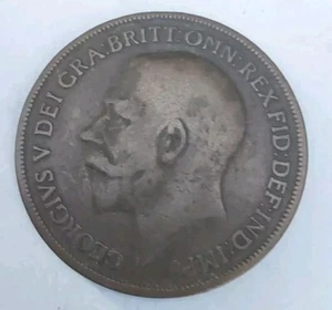 1917 Great Britain Bronze 1 Penny- King George VG One Cent-KM# 810 Free Post - Picture 1 of 6