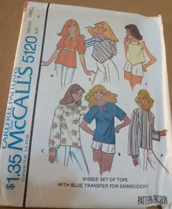 McCalls 5120 Muster Misses Tops Größe Small Vintage Schnitt - Bild 1 von 2