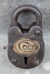 Colt Gate Working Cast Iron Lock With 2 Keys Western Decor Padlock - Picture 1 of 7