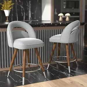 24'' Modern Bar Stools Set of 2 Counter Height Stools for Kitchen Island Gray - Picture 1 of 5