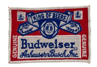 BUDWEISER Anheuser Busch Embroidered Patch King of Beers Genuine 70's - Image 1 of 2