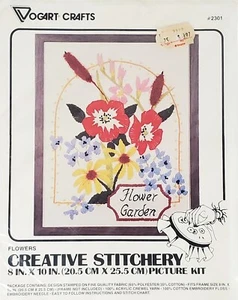 KIT BORDADO CREWEL CREWEL FLORS Creative Stitchery 2301 nuevo en paquete Vogart vintage - Imagen 1 de 5