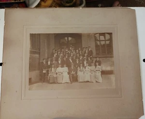 Large Cabinet Card Group Of Salvation Army In Front Of Building - Picture 1 of 3