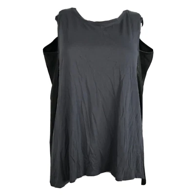 Camisa BCBG Maxazria para mujer talla S gris Judson imitación cuero hombro frío abertura trasera Foto 1 de 4