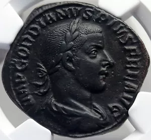 GORDIAN III Authentic Ancient 243AD SESTERTIUS Roman Coin FORTUNA NGC i82694 - Picture 1 of 5