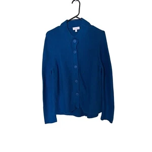 Suéter cárdigan con botones de algodón azul Kinross para mujer L/G - Imagen 1 de 10
