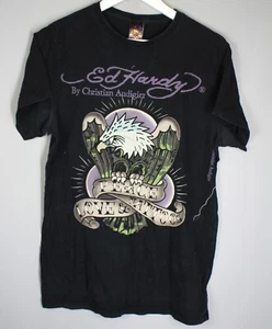 ED HARDY X CHRISTIAN AUDIGIER DESIGNS MEN'S SIZE M BLACK EAGLE SKULL T-SHIRT - Picture 1 of 6