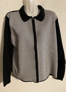 Maglione donna Erika taglia M acrilico nero bianco full zip autunno - Foto 1 di 7