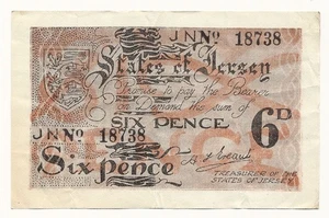 JERSEY banknote 6 Pence 1942 5 digit serial VF+ Choice Very Fine - Picture 1 of 7
