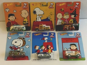 Hot Wheels Pop Culture Peanuts Set of 6 – Real Metal Riders Snoopy Charlie New - Picture 1 of 9