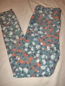 LuLaRoe Leggings Tall And Curvy NWOT Aqua Floral Print NEW T&C - Picture 1 of 3