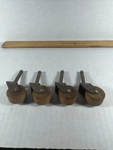 Original Phonograph casters with wooden wheels. Set Of 4 - Picture 1 of 14