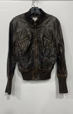 Xhilaration Women's Faux Leather Brown Jacket - Size LG - Image 1 of 4