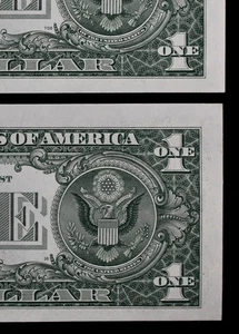 MULE/NON MULE CHANGEOVER PAIR $1 1981A Gem CU Fed. Reserve Notes G24343807B-08B - Picture 1 of 3