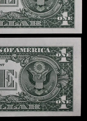 MULE/NON MULE CHANGEOVER PAIR $1 1981A Gem CU Fed. Reserve Notes G24343807B-08B - Image 1 of 3