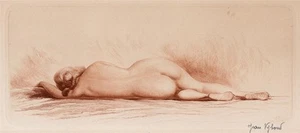 Jean Auguste Vyboud (1872-1944) acquaforte firmata a matita - nudo reclinabile - Foto 1 di 4