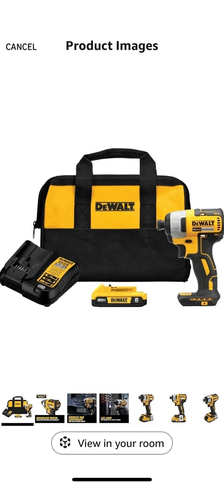 DEWALT 20V MAX Brushless Cordless 1/4 in Impact Driver Kit - Model DCF840D1/NEW - Image 1 of 4