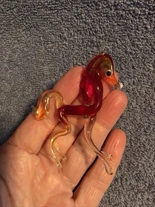 Vtg Glass Horse Figurine Spun Glass Mini Red Clear Horse - Picture 1 of 7