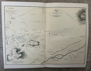 Antiker 1870er Athener Antikenplan | Klapp-Doppelplatte | Klassikkarte - Bild 1 von 18