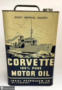 * RARO * Canadá Ideal Petróleo Corvette Motor Aceite Automóvil Acorazado Lata de Gas - Imagen 1 de 9