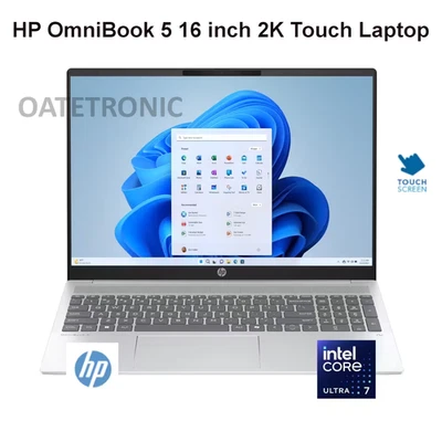 HP Omnibook 5 16" 2K Touch Laptop AI Ultra 7 255U 16GB 1TB SSD Silver New Sealed - Image 1 of 4