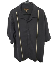 Cubavera Mens Big Tall 2XLT Short Sleeve Button Up Shirt Black/tan Casual - Picture 1 of 2
