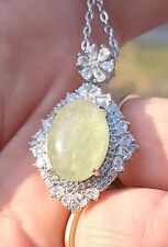 Silver Vaseline Uranium Glass Pendant Necklace