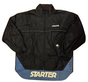 Vintage Starter Jacket Windbreaker Zipper Down Dark Navy Blue Lightweight Medium - Picture 1 of 8