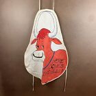 VTG 70s Hand Painted Here Comes the Bull Speckled Canvas Apron Grilling Cooking
