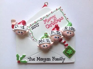 Personalized Christmas Letter Ornament Family of Four Grandkids Best Friends - Picture 1 of 1