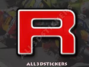 Autocollant Résine Lettre R 3D Couleur Rouge Taille 25mm - Picture 1 of 1