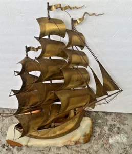 MCM Sculpture Ship Sailboat DeMott Mid Century Brutalist Signed 21.5" tall Vtg - Picture 1 of 10