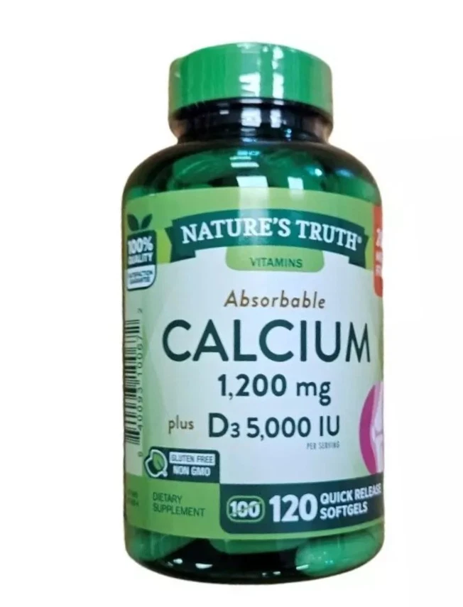 Nature's Truth Calcio 1200mg + D3 ( 600mg / Softgel ) 120 ct __ Foto 1 de 1
