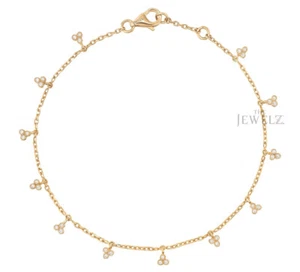 14K Gold 0.36 CT Three VS/F-G Diamond Multi Flower Chain Bracelet - The Jewelz - Picture 1 of 3