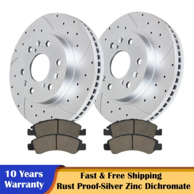 Rotores y pastillas de freno delanteros ranurados para Chevy Silverado GMC Sierra 1500 Cadillac Foto 1 de 4