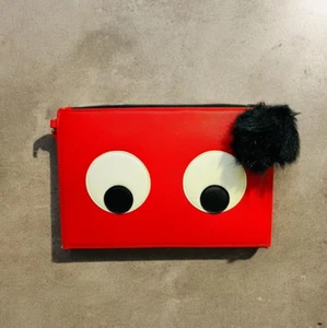 Forever 21 Red And Black Clutch Synthetic Leather Hand Bag Big Eyes Fashionable - Picture 1 of 9