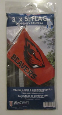 NUEVO CON ETIQUETAS NCAA OREGON STATE UNIVERSITY BEAVERS Naranja Mascota 3' X 5' Bandera Foto 1 de 3