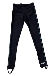 SPEEDO Womens Swimming 3/4 Pant Black Green Drawstring Sun Protection UK 12 H - Picture 1 of 2