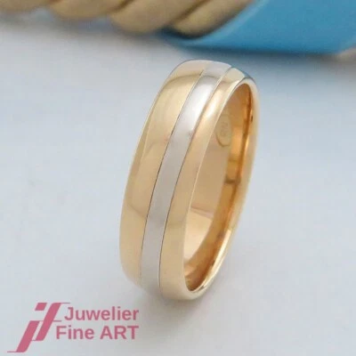 Ring - Trauring/Partnerring/Ehering - 14K/585 GG/WG - Oberfläche poliert - Bild 1 von 4