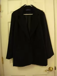 Women's Karen Scott Lined Blazer Jacket Black One-Button Pockets Size 16 W - Picture 1 of 8