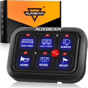 AUXBEAM 6 Gang On-Off Control Switch Panel For Car Truck Boat Marine 12V DC 60A - Picture 1 of 12