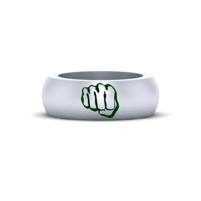 Superhero Wedding Band Men Punch Mens Ring Jewelry Anniversary Sterling Silver - Image 1 of 4