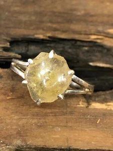 Real Raw Yellow Sapphire Gemstone In 925 Sterling Silver Ring For Occasions 9147 - Picture 1 of 8