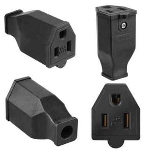 2-Pole, 3 Wire Grounding Plug Female Extension Cord Straight Blade Plug Replacem - Picture 1 of 2